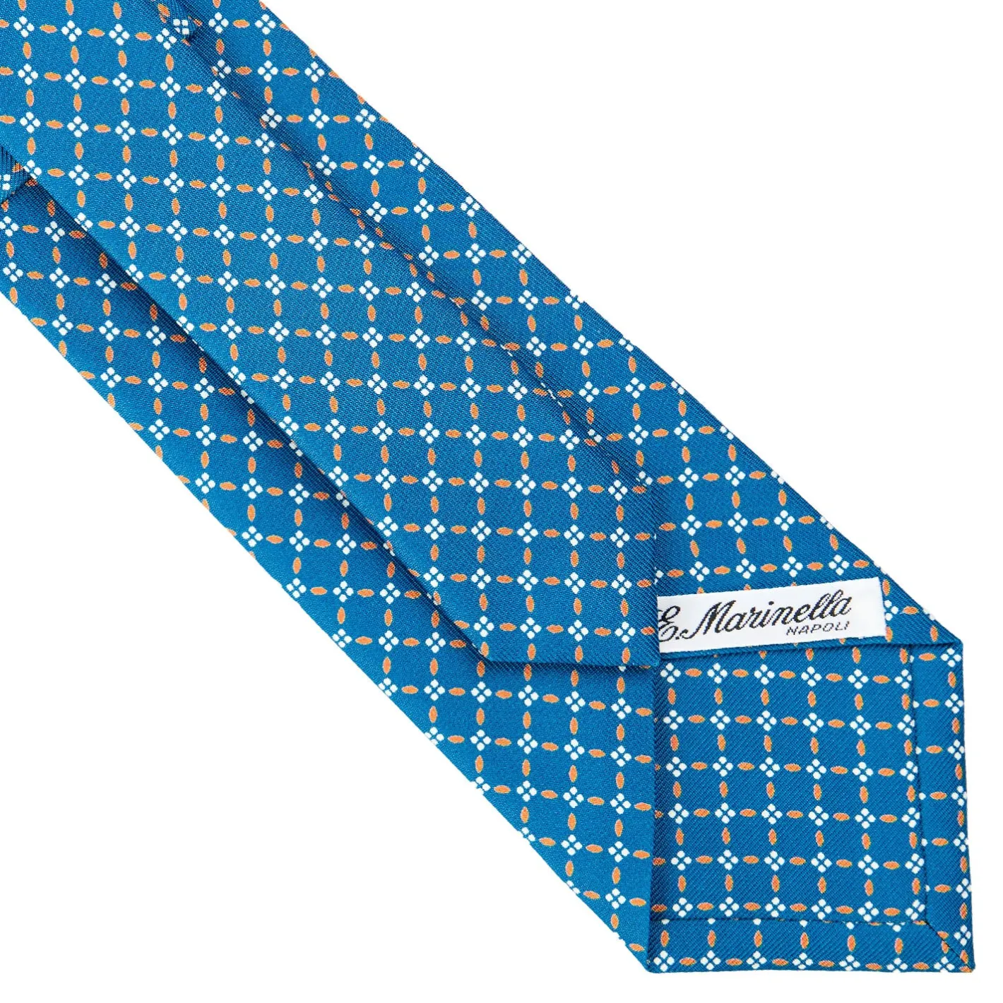 E.Marinella CRAVATTA SARTORIALE CLASSICA IN SETA BLU MEDIO Microfantasia fiore Hot