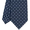 E.Marinella CRAVATTA SARTORIALE CLASSICA IN SETA BLU SCURO Microfantasia fiore Hot