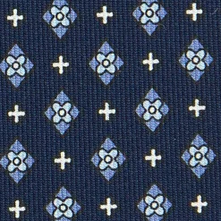 E.Marinella CRAVATTA SARTORIALE CLASSICA IN SETA BLU SCURO Microfantasia fiore Hot