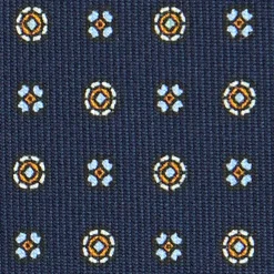 E.Marinella CRAVATTA SARTORIALE CLASSICA IN SETA BLU SCURO Microfantasia fiore Discount