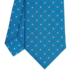 E.Marinella CRAVATTA SARTORIALE CLASSICA IN SETA BLU MEDIO Microfantasia fiore