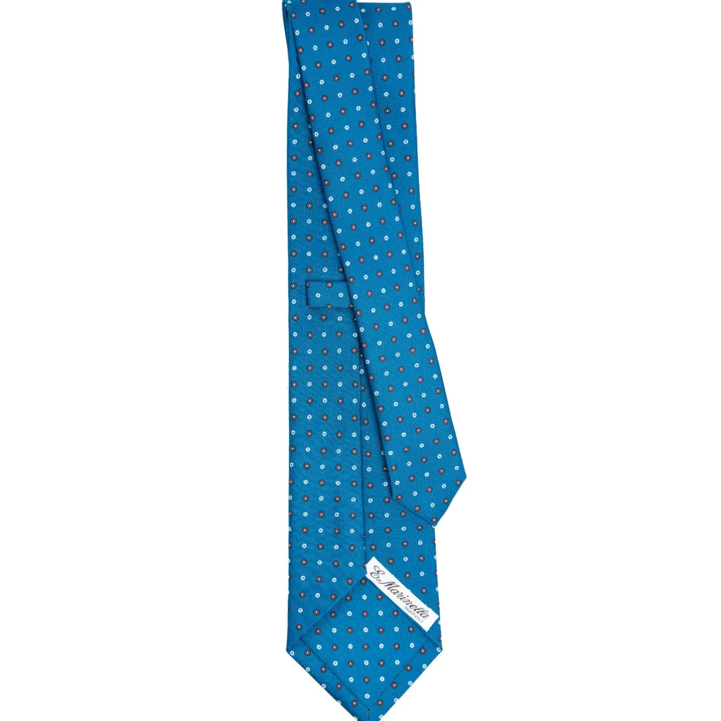 E.Marinella CRAVATTA SARTORIALE CLASSICA IN SETA BLU MEDIO Microfantasia fiore