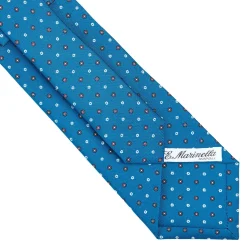 E.Marinella CRAVATTA SARTORIALE CLASSICA IN SETA BLU MEDIO Microfantasia fiore