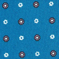 E.Marinella CRAVATTA SARTORIALE CLASSICA IN SETA BLU MEDIO Microfantasia fiore