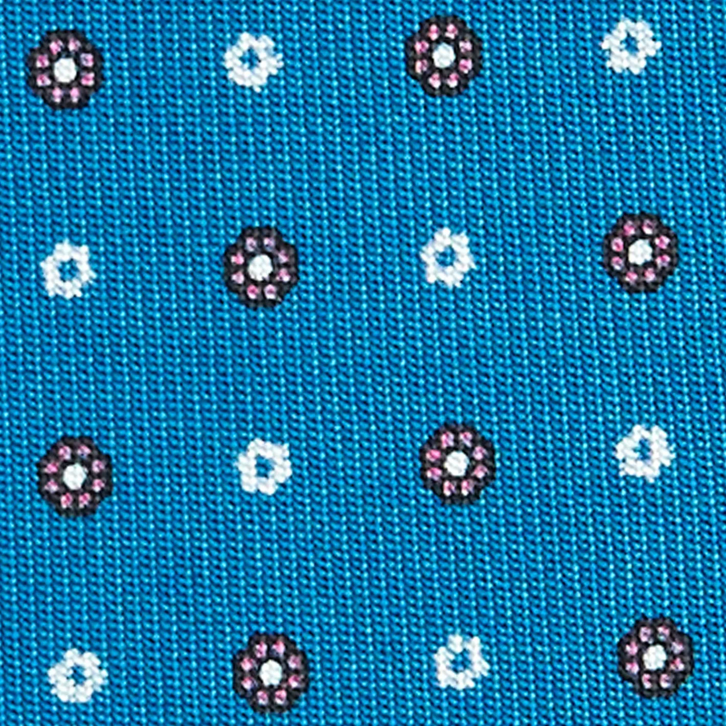 E.Marinella CRAVATTA SARTORIALE CLASSICA IN SETA BLU MEDIO Microfantasia fiore
