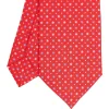 E.Marinella CRAVATTA SARTORIALE CLASSICA IN SETA ROSSA Microfantasia fiore Clearance