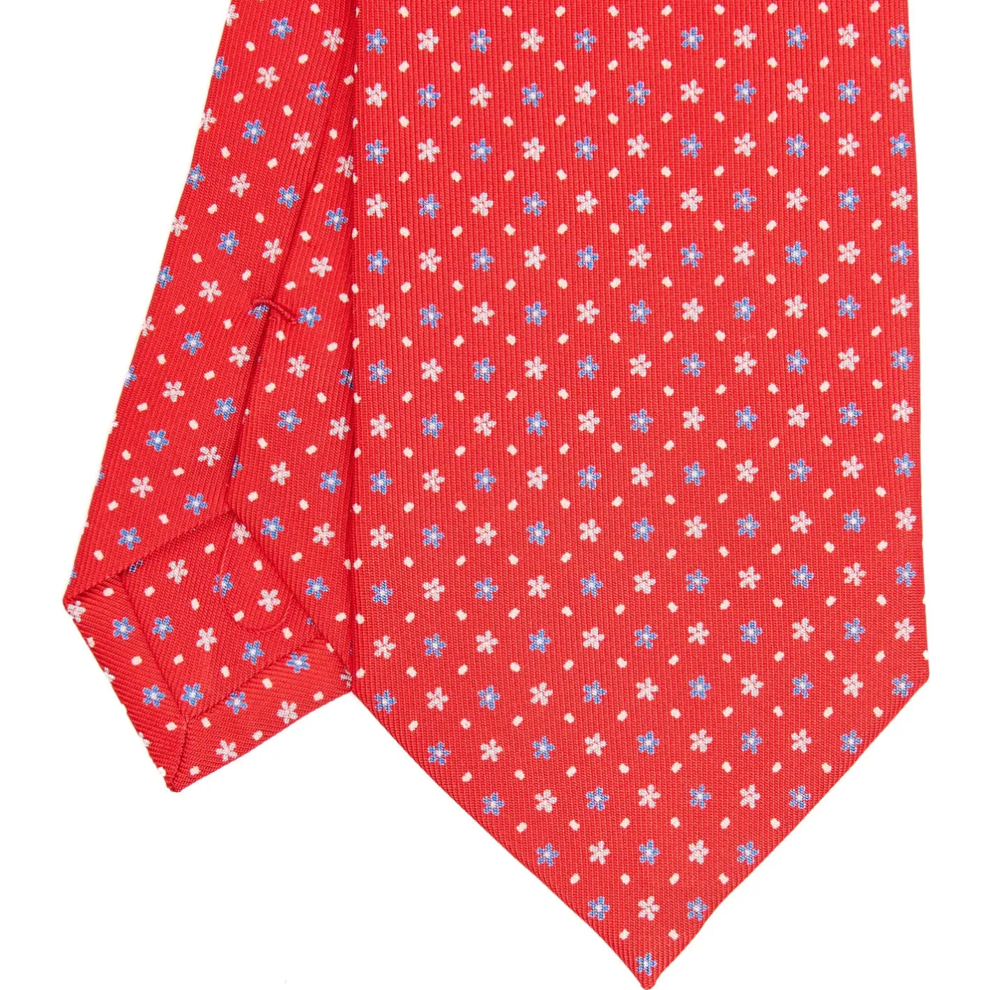 E.Marinella CRAVATTA SARTORIALE CLASSICA IN SETA ROSSA Microfantasia fiore Clearance