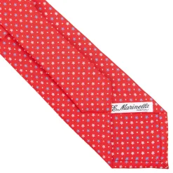 E.Marinella CRAVATTA SARTORIALE CLASSICA IN SETA ROSSA Microfantasia fiore Clearance