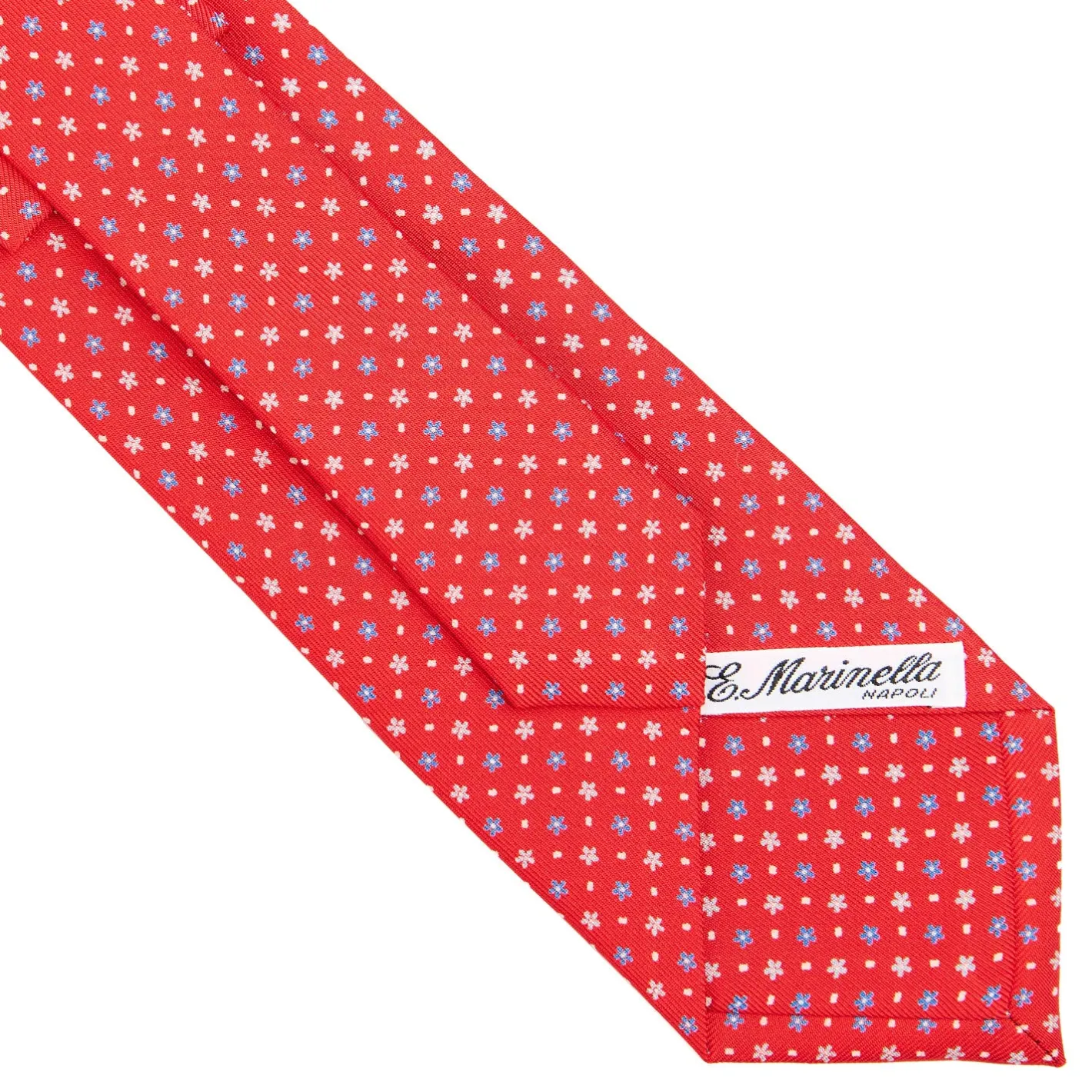 E.Marinella CRAVATTA SARTORIALE CLASSICA IN SETA ROSSA Microfantasia fiore Clearance
