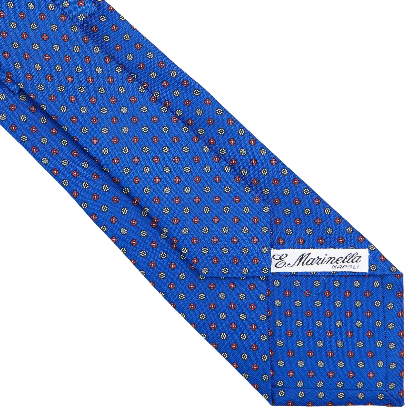 E.Marinella CRAVATTA SARTORIALE CLASSICA IN SETA BLUETTE Microfantasia fiore Clearance