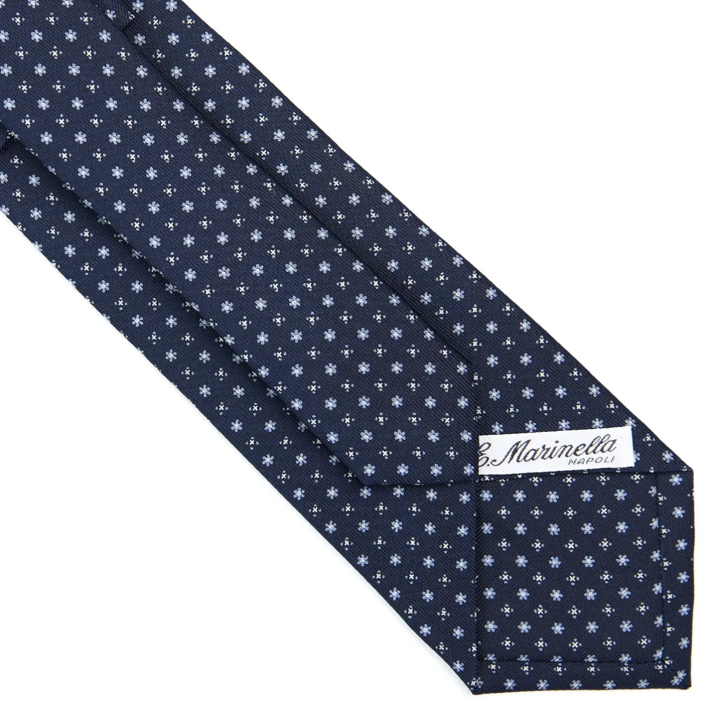 E.Marinella CRAVATTA SARTORIALE CLASSICA IN SETA BLU SCURO Microfantasia fiore Online