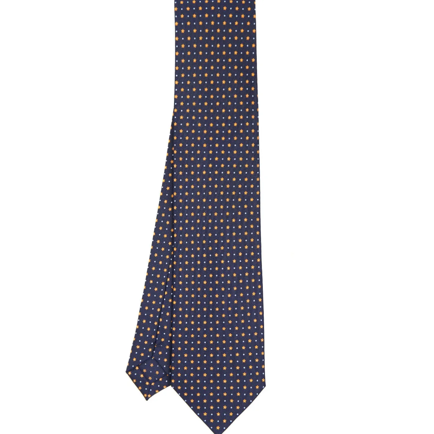 E.Marinella CRAVATTA SARTORIALE CLASSICA IN SETA BLU SCURO Microfantasia fiore Discount