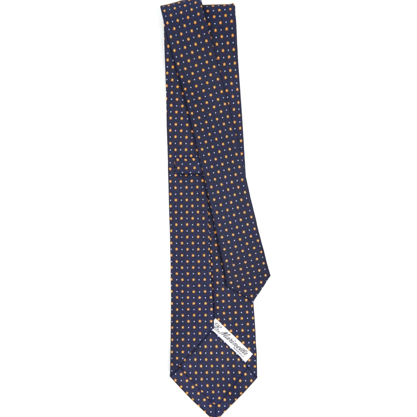 E.Marinella CRAVATTA SARTORIALE CLASSICA IN SETA BLU SCURO Microfantasia fiore Discount