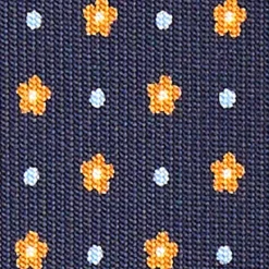 E.Marinella CRAVATTA SARTORIALE CLASSICA IN SETA BLU SCURO Microfantasia fiore Discount