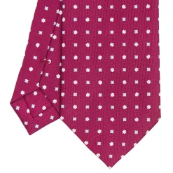 E.Marinella CRAVATTA SARTORIALE CLASSICA IN SETA BORDEAUX Microfantasia fiore Outlet