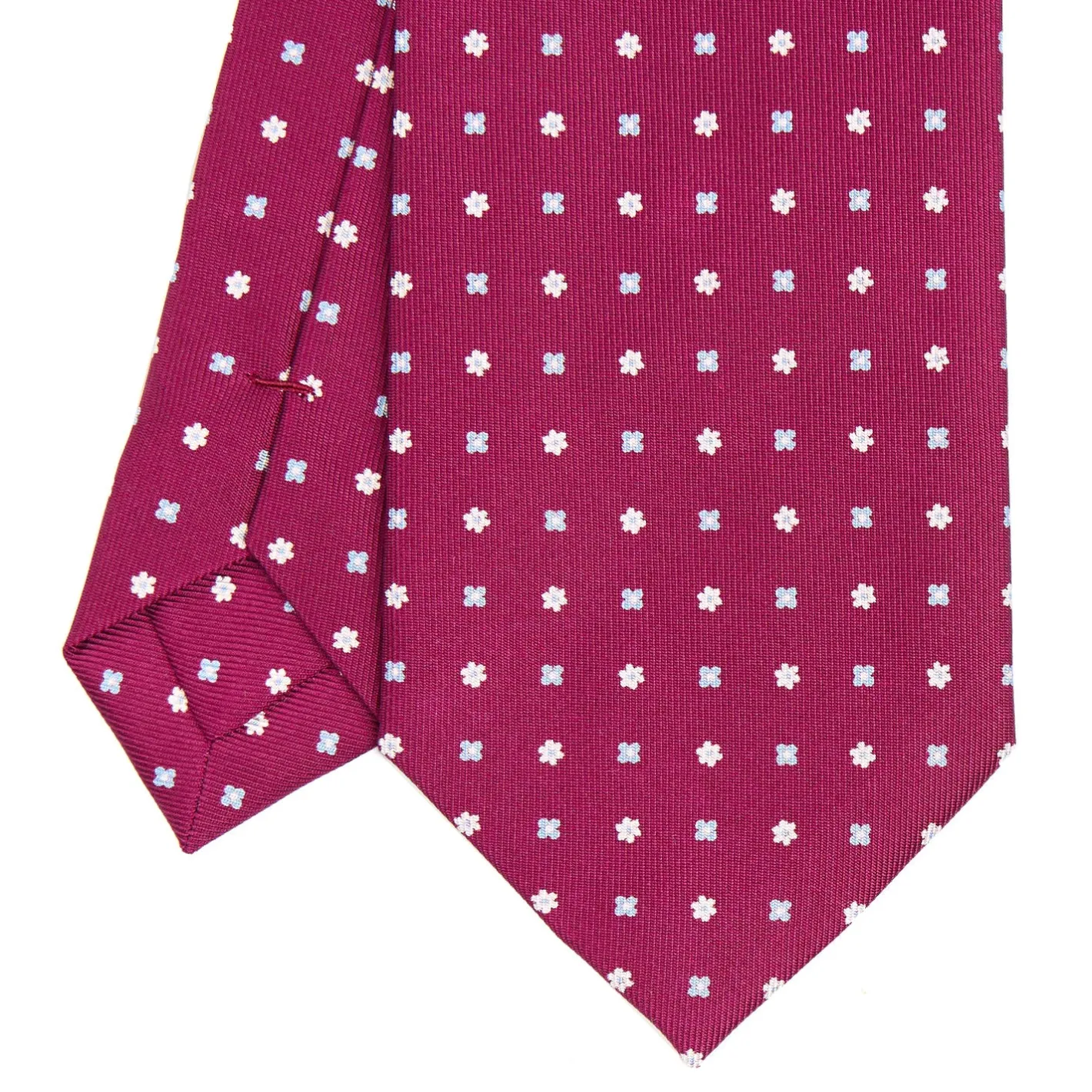 E.Marinella CRAVATTA SARTORIALE CLASSICA IN SETA BORDEAUX Microfantasia fiore Outlet