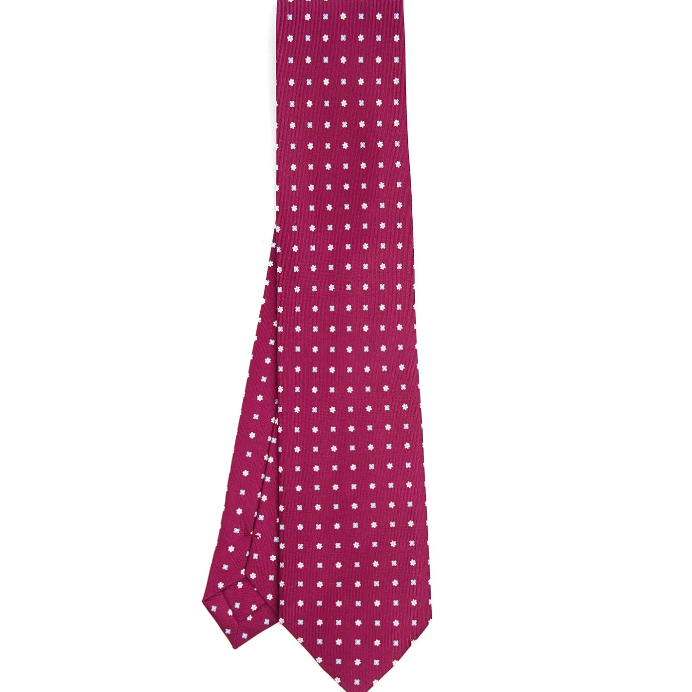 E.Marinella CRAVATTA SARTORIALE CLASSICA IN SETA BORDEAUX Microfantasia fiore Outlet