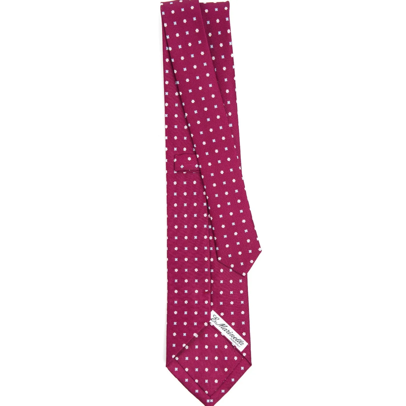 E.Marinella CRAVATTA SARTORIALE CLASSICA IN SETA BORDEAUX Microfantasia fiore Outlet