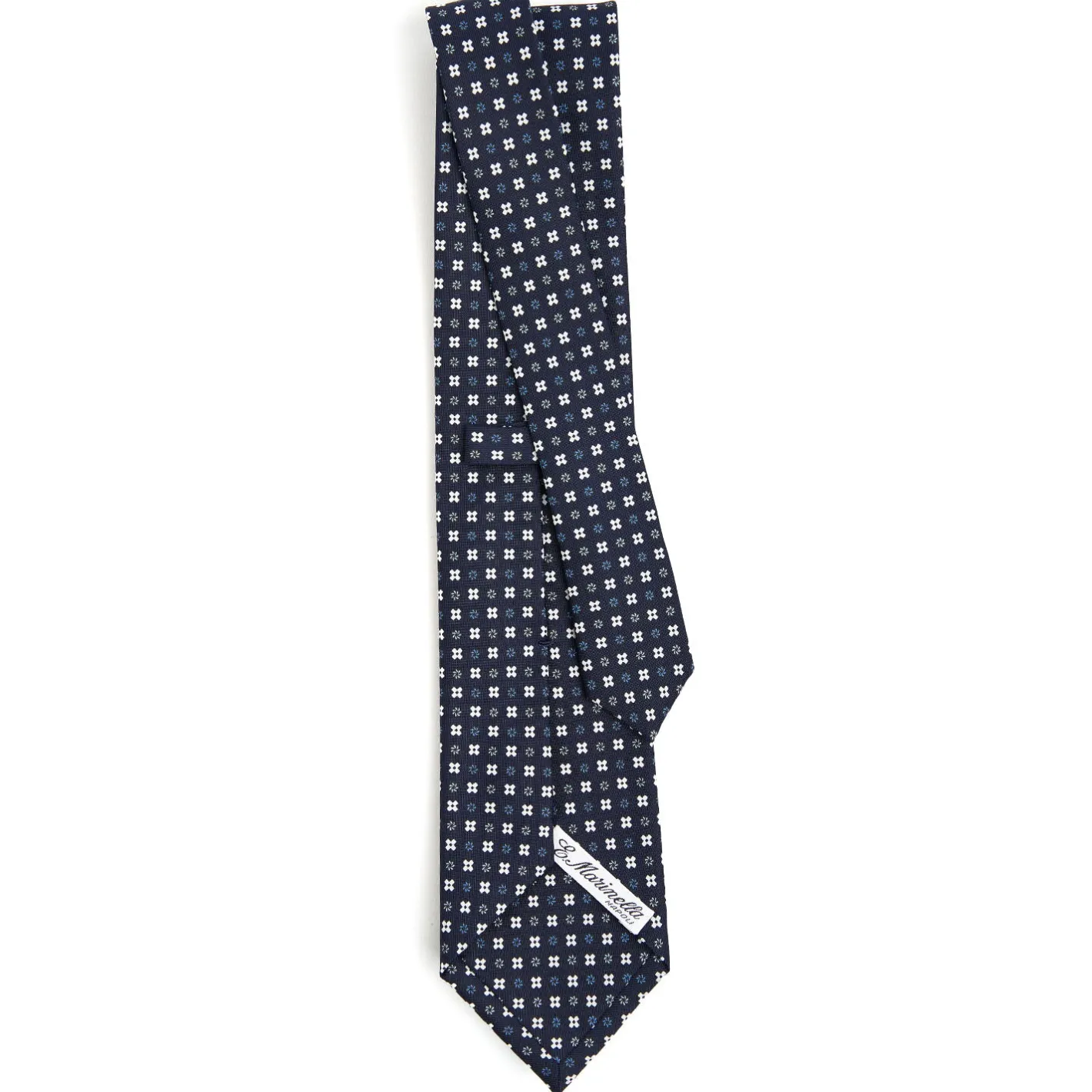 E.Marinella CRAVATTA SARTORIALE CLASSICA IN SETA BLU SCURO Microfantasia fiore Sale