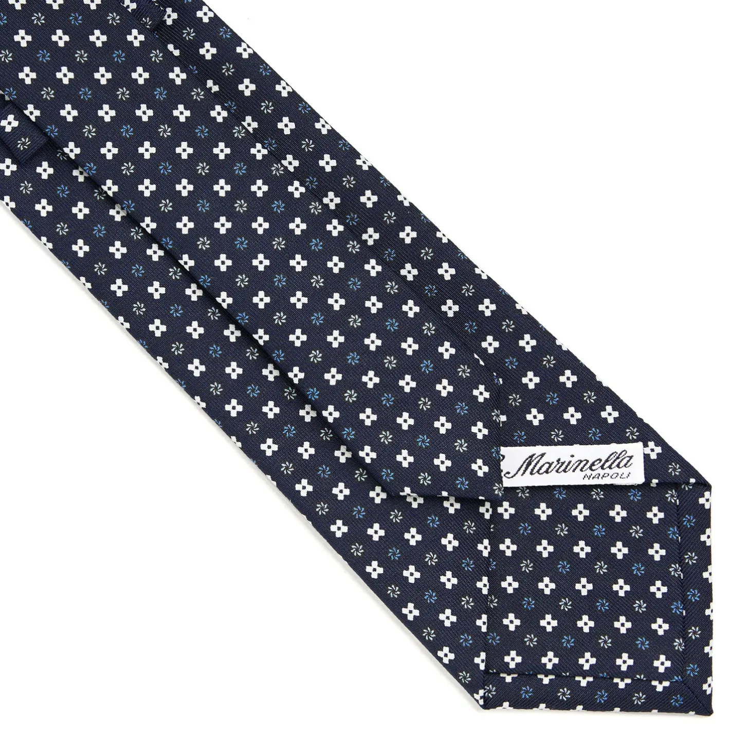 E.Marinella CRAVATTA SARTORIALE CLASSICA IN SETA BLU SCURO Microfantasia fiore Sale