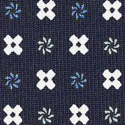 E.Marinella CRAVATTA SARTORIALE CLASSICA IN SETA BLU SCURO Microfantasia fiore Sale