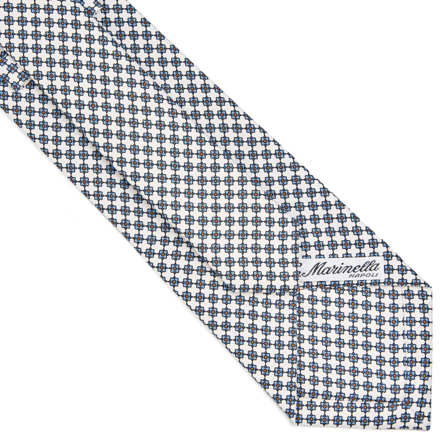 E.Marinella CRAVATTA SARTORIALE CLASSICA IN SETA BIANCA Microfantasia fiore Sale