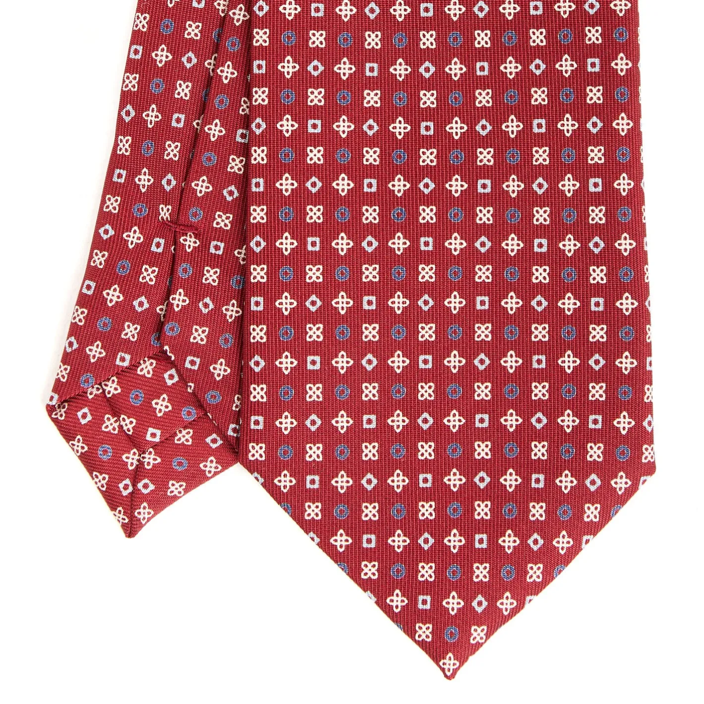 E.Marinella CRAVATTA SARTORIALE CLASSICA IN SETA BORDEAUX Microfantasia fiore