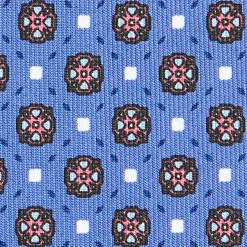 E.Marinella CRAVATTA SARTORIALE CLASSICA IN SETA AZZURRO POLVERE Microfantasia fiore Hot