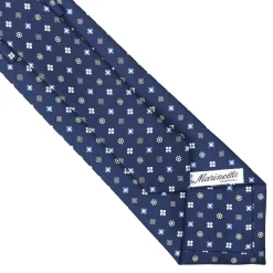 E.Marinella CRAVATTA SARTORIALE CLASSICA IN SETA BLU Microfantasia fiore Best