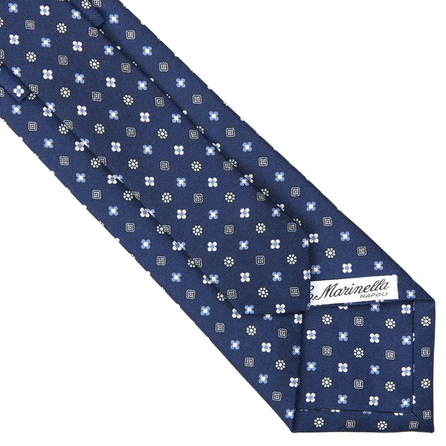 E.Marinella CRAVATTA SARTORIALE CLASSICA IN SETA BLU Microfantasia fiore Best