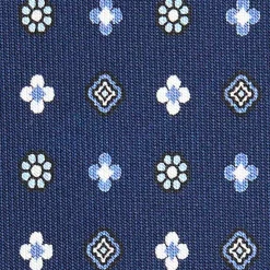 E.Marinella CRAVATTA SARTORIALE CLASSICA IN SETA BLU Microfantasia fiore Best