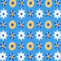 E.Marinella CRAVATTA SARTORIALE CLASSICA IN SETA AZZURRA Microfantasia fiore Clearance