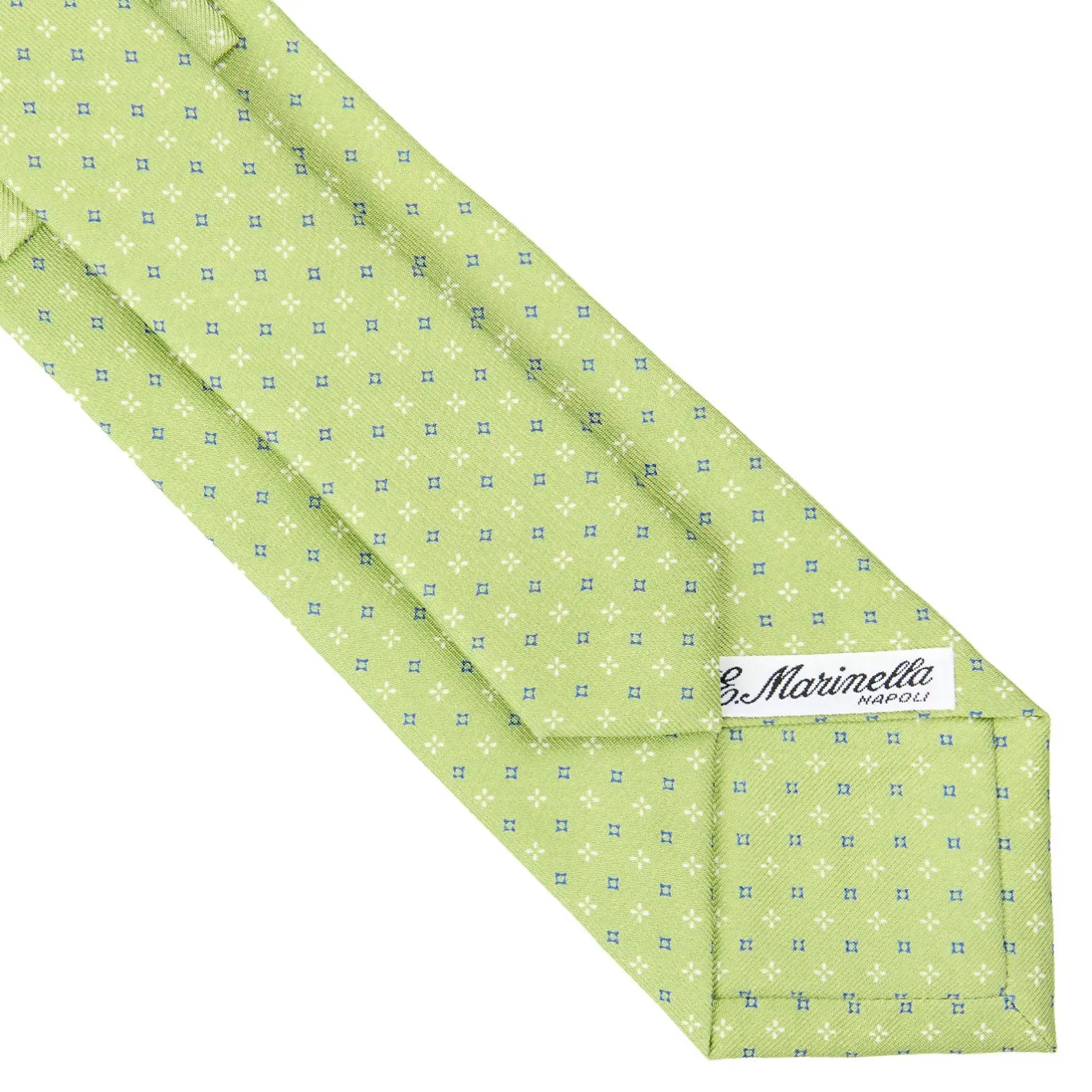 E.Marinella CRAVATTA SARTORIALE CLASSICA IN SETA VERDE CHIARO Microfantasia fiore Best