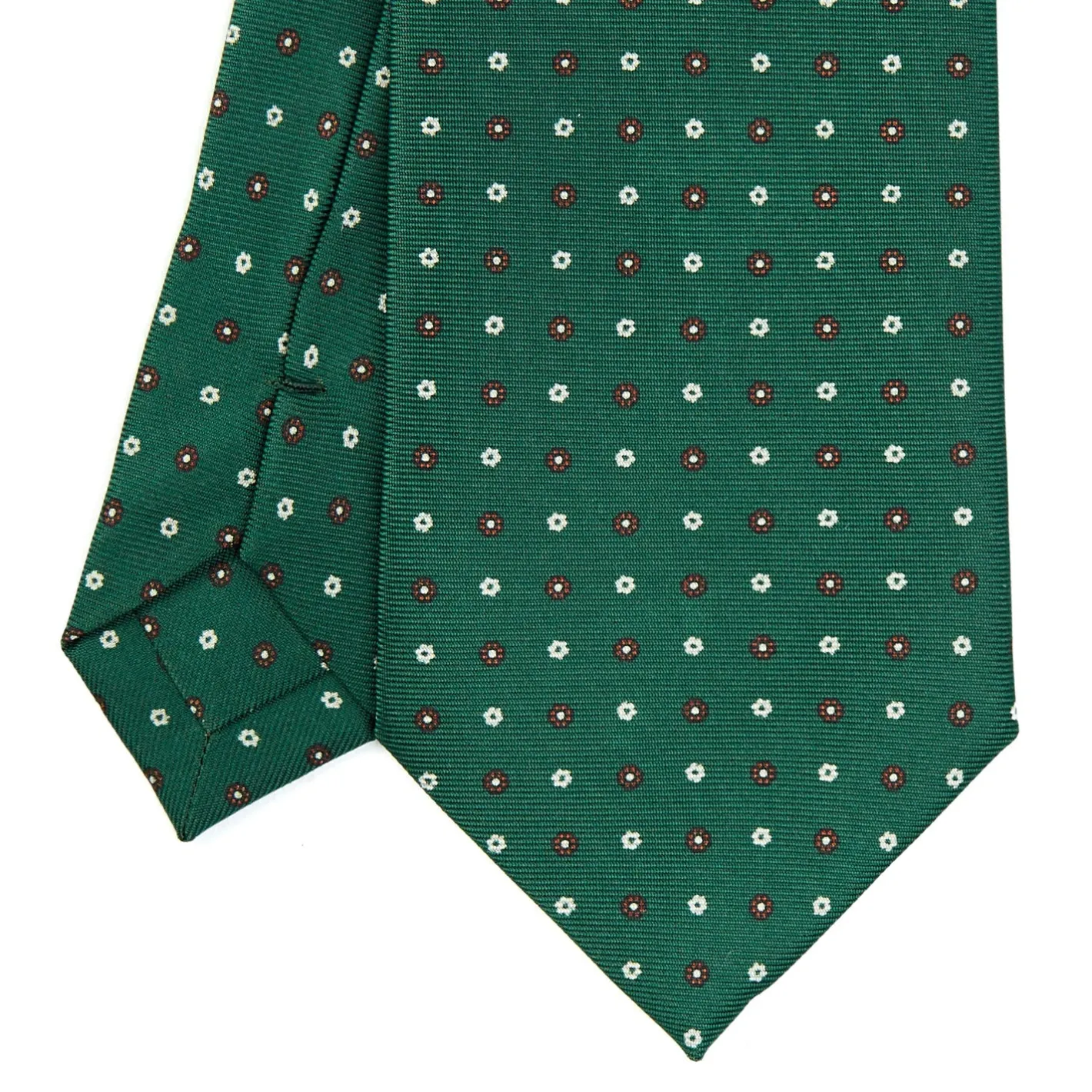 E.Marinella CRAVATTA SARTORIALE CLASSICA IN SETA VERDE OLIVA Microfantasia fiore Clearance
