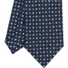 E.Marinella CRAVATTA SARTORIALE CLASSICA IN SETA BLU SCURO Microfantasia fiore