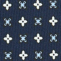 E.Marinella CRAVATTA SARTORIALE CLASSICA IN SETA BLU SCURO Microfantasia fiore