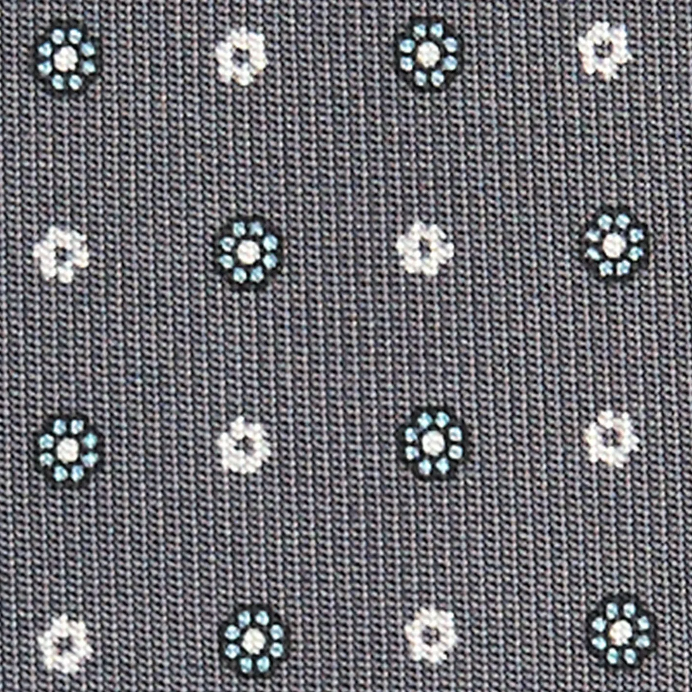 E.Marinella CRAVATTA SARTORIALE CLASSICA IN SETA GRIGIO SCURO Microfantasia fiore New