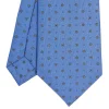 E.Marinella CRAVATTA SARTORIALE CLASSICA IN SETA AZZURRO POLVERE Microfantasia fiore Clearance