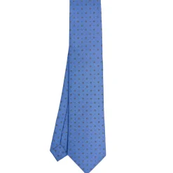 E.Marinella CRAVATTA SARTORIALE CLASSICA IN SETA AZZURRO POLVERE Microfantasia fiore Clearance