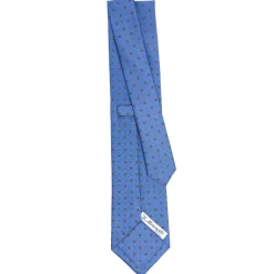 E.Marinella CRAVATTA SARTORIALE CLASSICA IN SETA AZZURRO POLVERE Microfantasia fiore Clearance