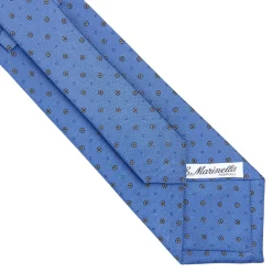E.Marinella CRAVATTA SARTORIALE CLASSICA IN SETA AZZURRO POLVERE Microfantasia fiore Clearance