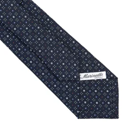 E.Marinella CRAVATTA SARTORIALE CLASSICA IN SETA BLU SCURO Microfantasia fiore Clearance