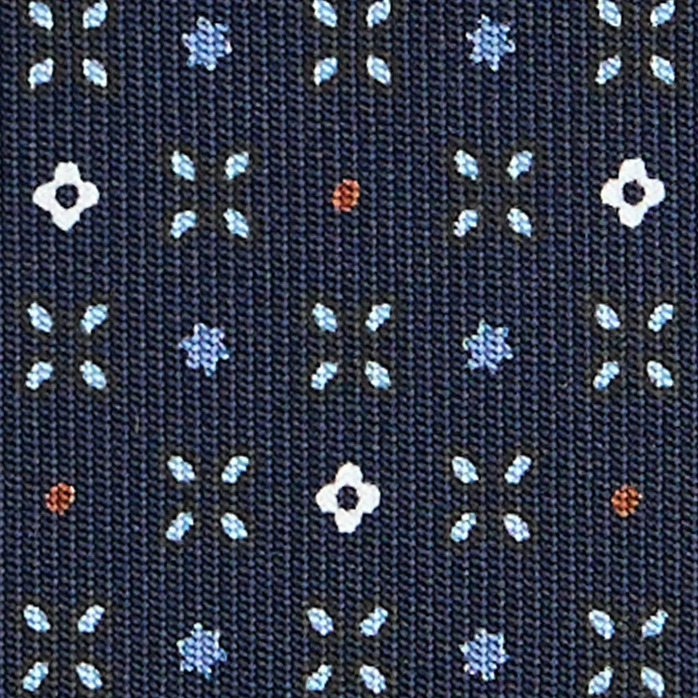 E.Marinella CRAVATTA SARTORIALE CLASSICA IN SETA BLU SCURO Microfantasia fiore Clearance