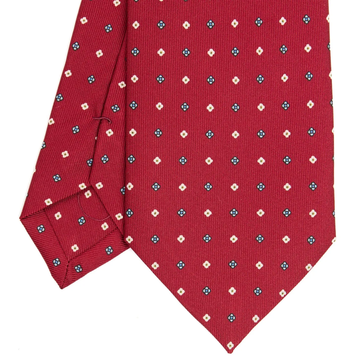 E.Marinella CRAVATTA SARTORIALE CLASSICA IN SETA BORDEAUX Microfantasia fiore Outlet