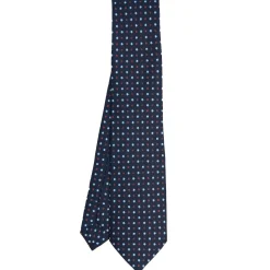 E.Marinella CRAVATTA SARTORIALE CLASSICA IN SETA BLU SCURO Microfantasia fiore Hot