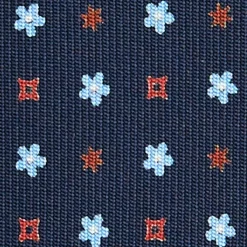 E.Marinella CRAVATTA SARTORIALE CLASSICA IN SETA BLU SCURO Microfantasia fiore Hot