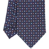 E.Marinella CRAVATTA SARTORIALE CLASSICA IN SETA BLU SCURO Microfantasia fiore New