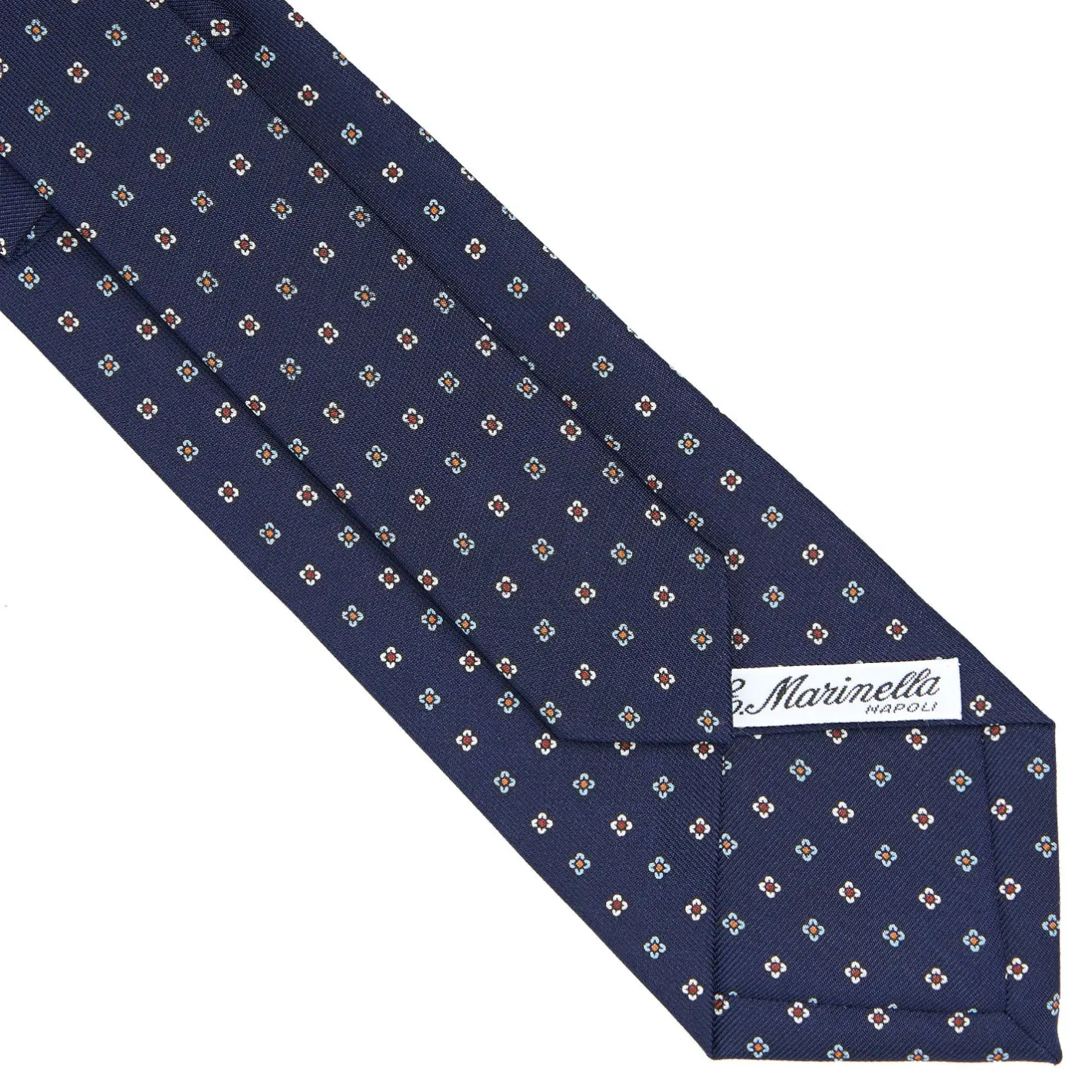E.Marinella CRAVATTA SARTORIALE CLASSICA IN SETA BLU SCURO Microfantasia fiore Best