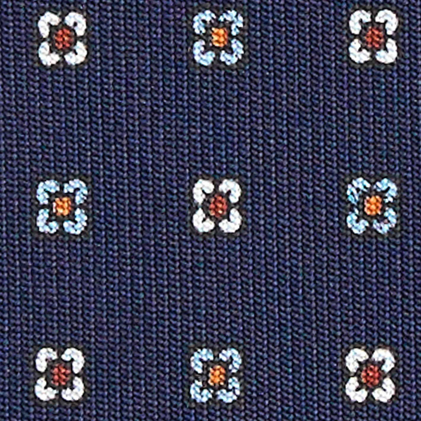 E.Marinella CRAVATTA SARTORIALE CLASSICA IN SETA BLU SCURO Microfantasia fiore Best