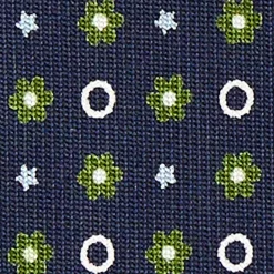 E.Marinella CRAVATTA SARTORIALE CLASSICA IN SETA BLU SCURO Microfantasia fiore Best